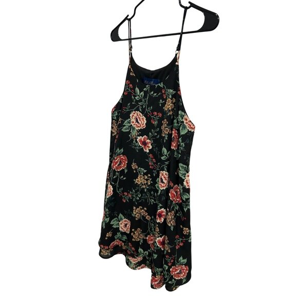 Blue Rain Floral Slip Dress Black Red Sz Medium Y2K - Picture 3 of 9